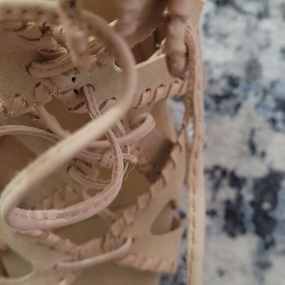 Beige/Nude Schutz 'Lenna' Lace up Strappy Heel - Picture 8 of 11